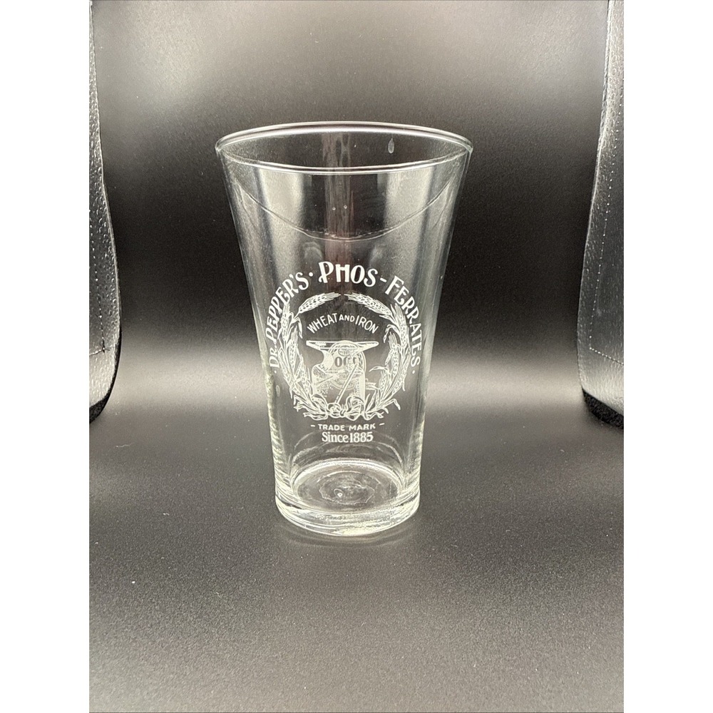 Vintage Dr Pepper Phos-Ferrates Glass Wheat & Iron 100th Anniversary 1885-1985